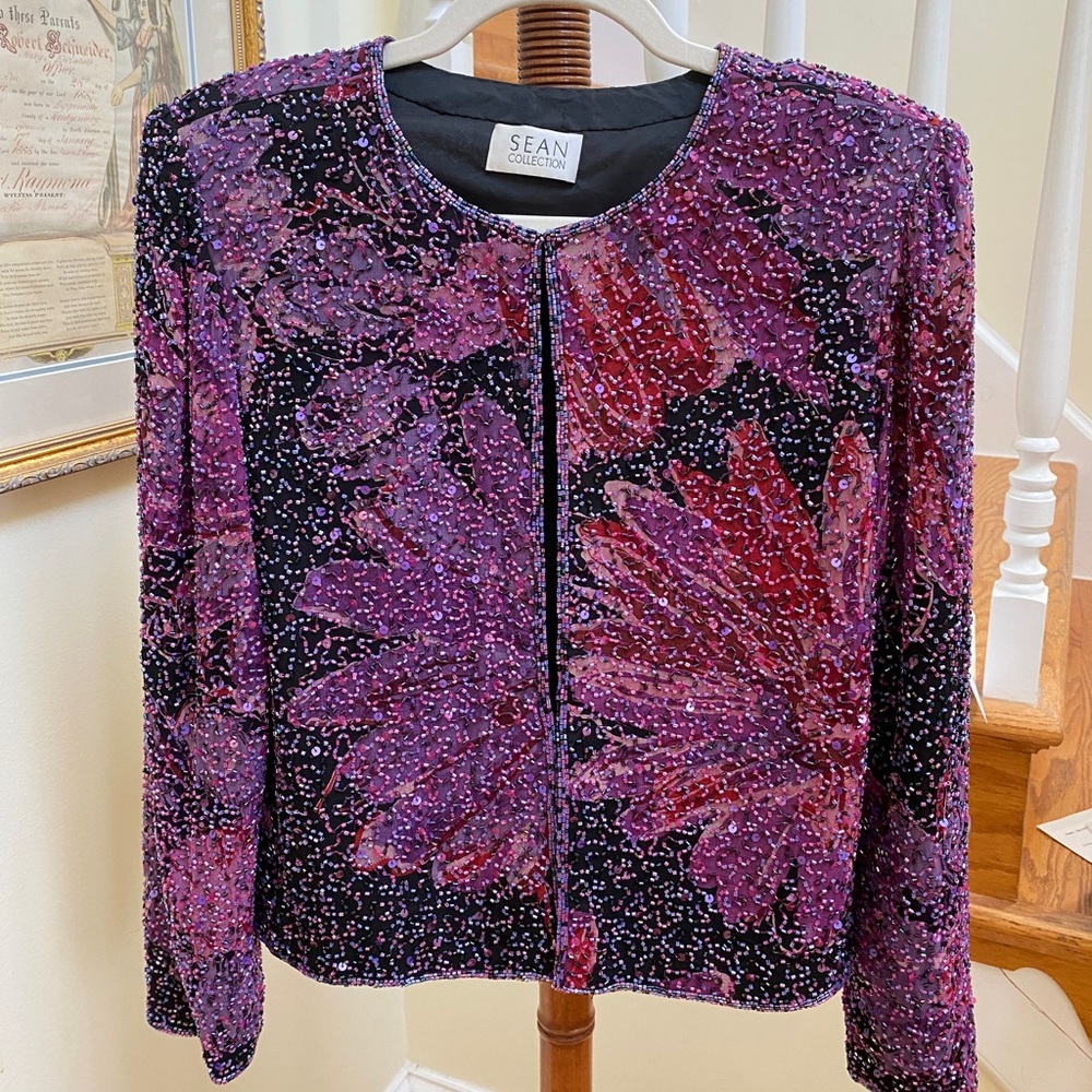 Sean Collection Vintage Beaded Silk Cardigan